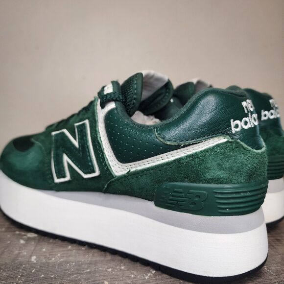 New Balance 574 Plus Shoes Platform Sneakers Acidic Green Suede Womens 7.5 - Picture 6 of 14